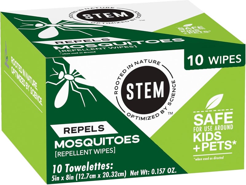 STEM Mosquito and Tick Repellent Wipes with Botanical Extracts - 10 Wipes - Image 1